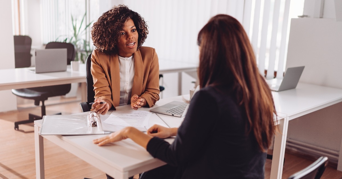 consulting with a financial manager at the bank