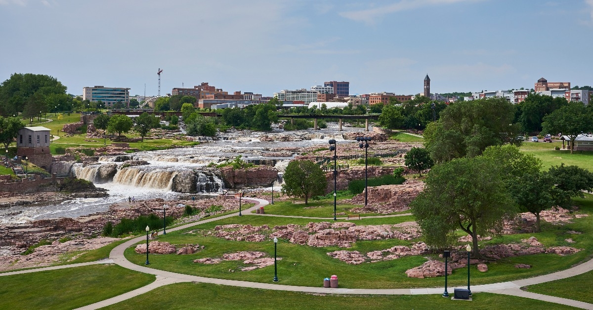 view over Sioux Falls with city skyline