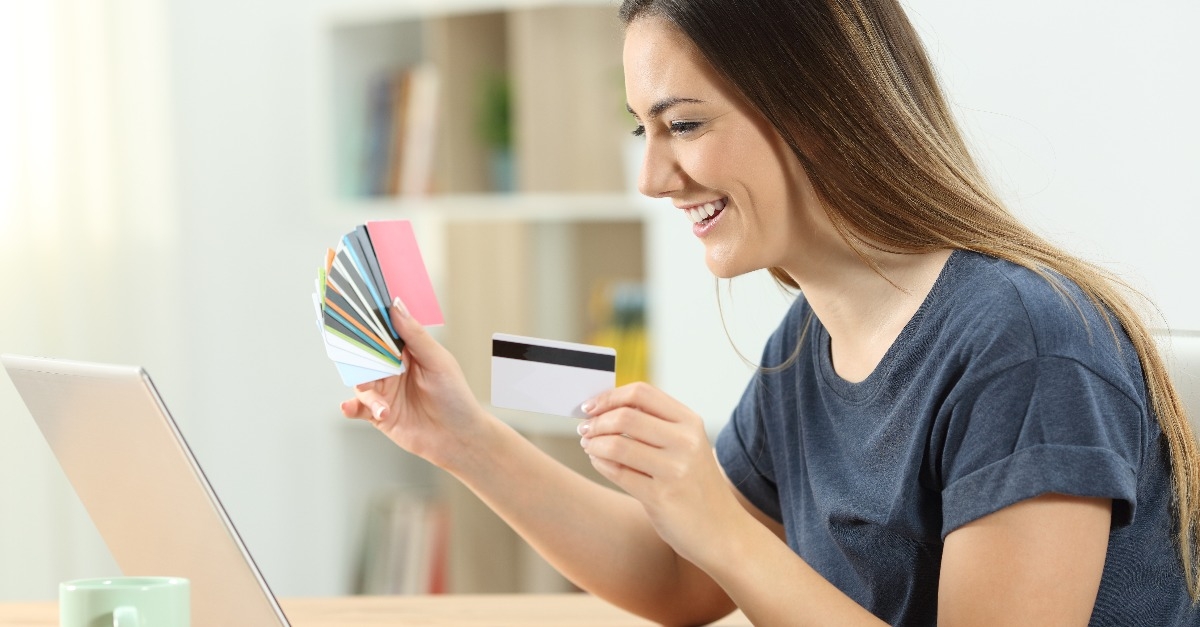 shopper buying online with multiple credit cards