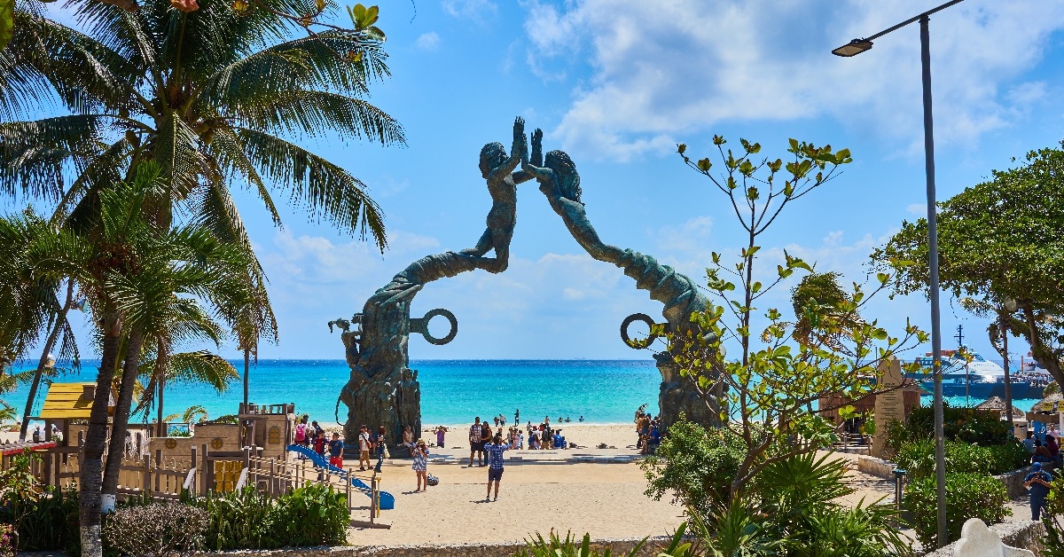 Mermaid Statue at public beach in Playa del Carmen