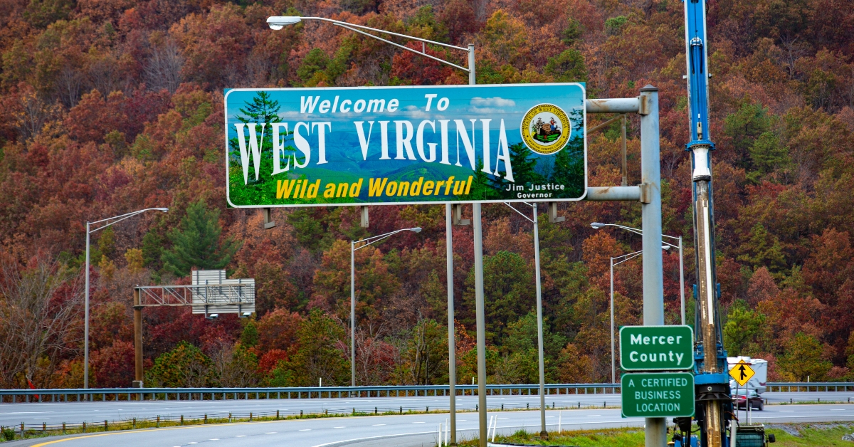 West Virginia Highway Welcome Sign