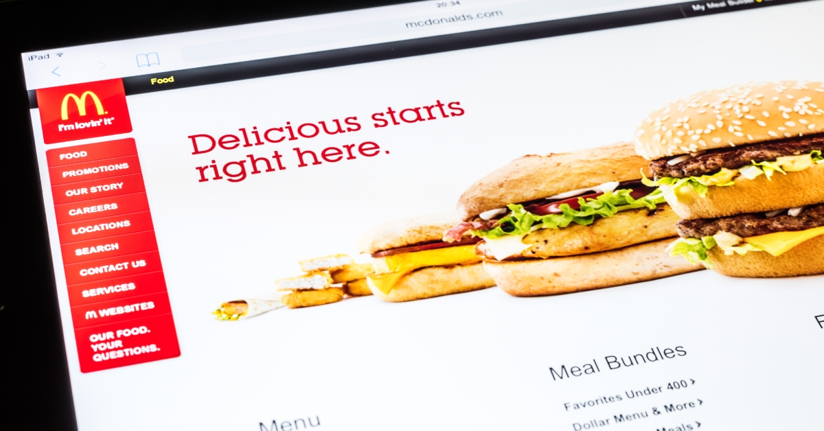 McDonald's website on Apple iPad
