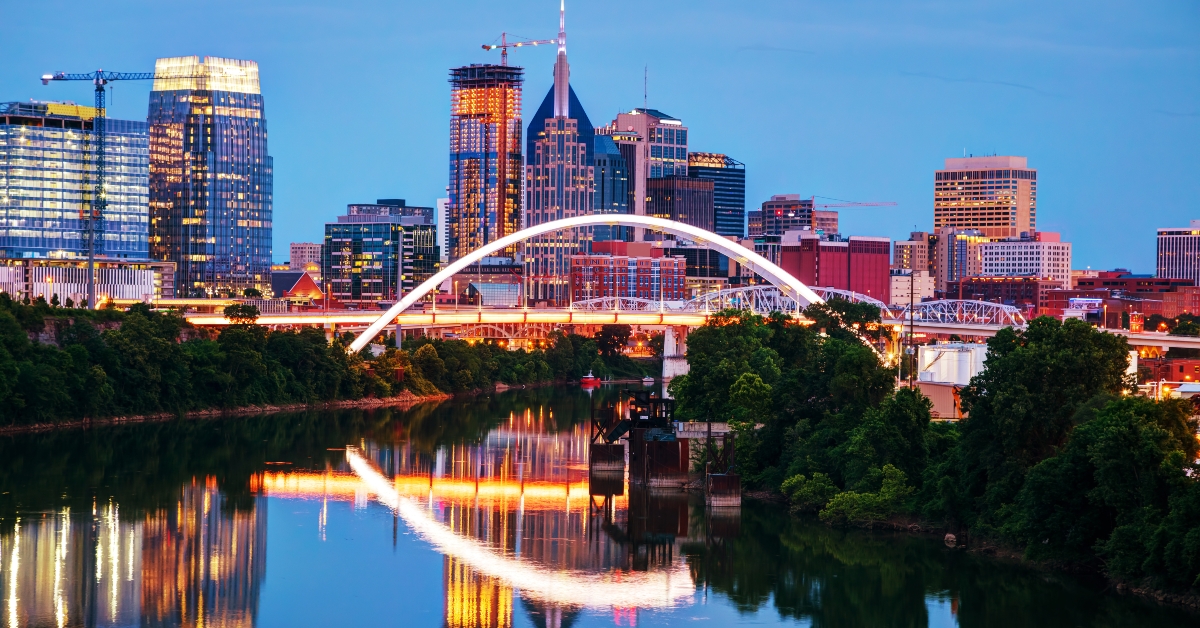 downtown Nashville cityscape at night