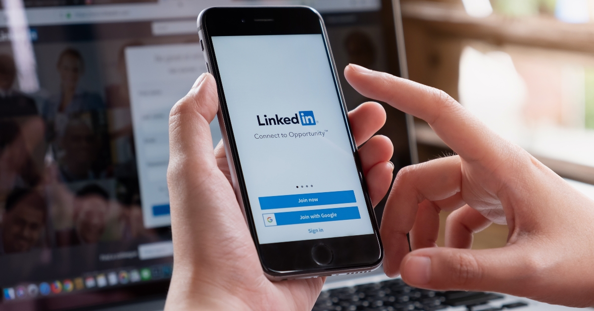 iPhone 6S with LinkedIn application on the screen