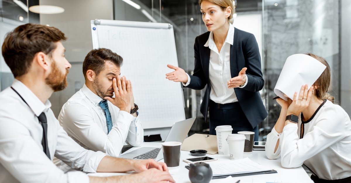 team leader quarreling with employees