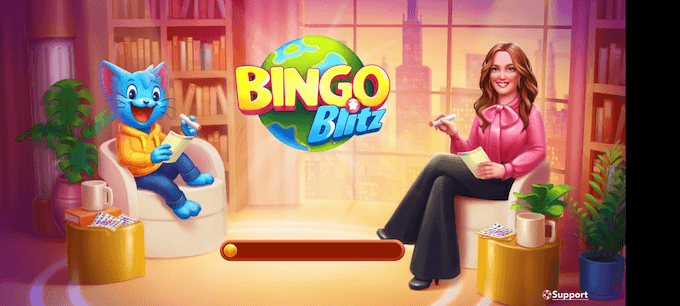 The loading screen for the game Bingo Blitz in the Cash Alarm app. 