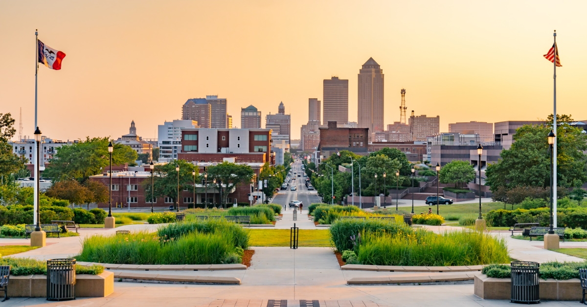 iowa city skylines during sunset