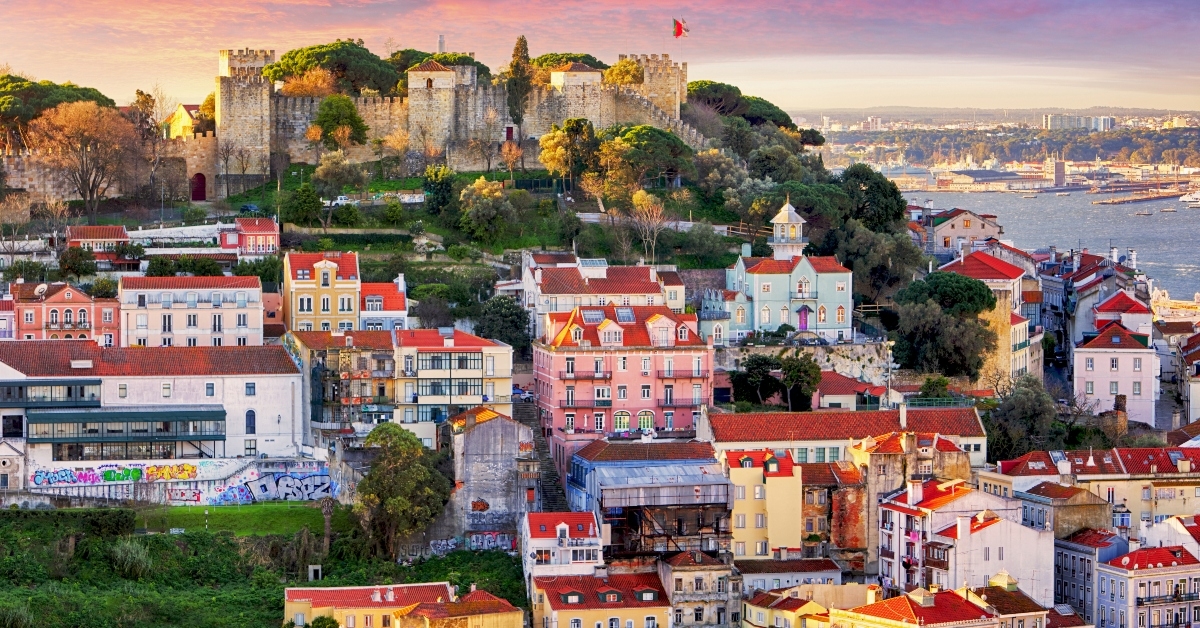 Lisbon Portugal skyline with Sao Jorge Castle