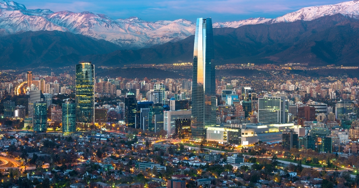 Providencia and Las Condes districts with Costanera Center skyscraper