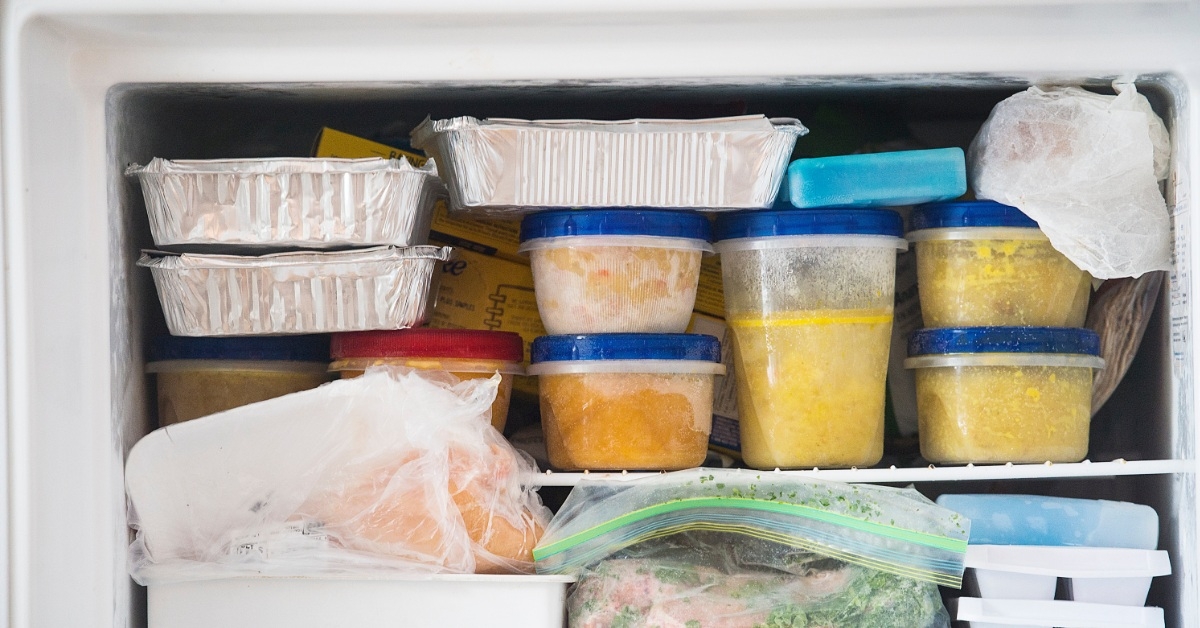 Freezer filled with food