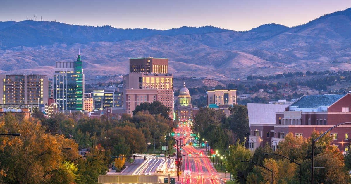 beautiful shot of idaho streets at night