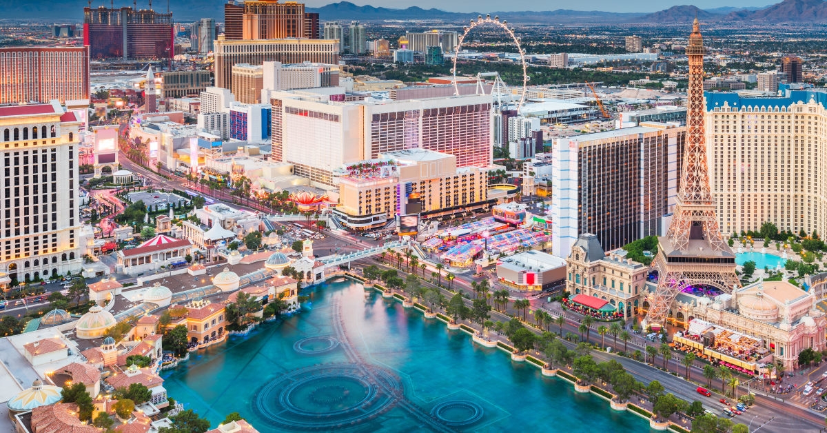 aerial view of las vegas' skyline