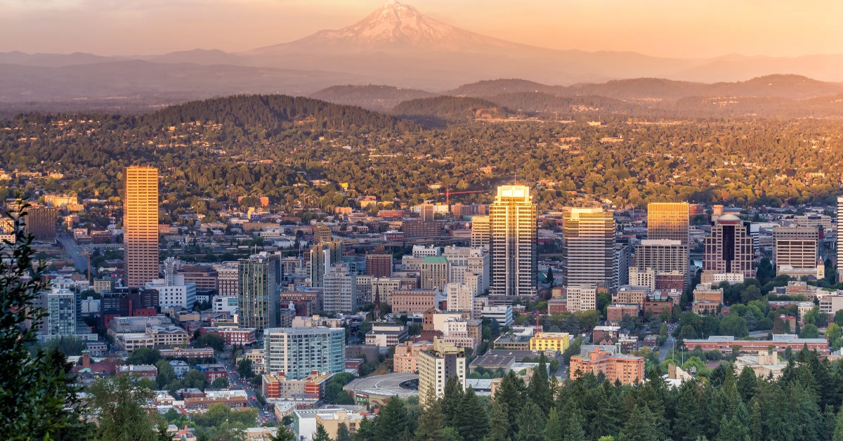 buildings and green trees in downtown portland during the day