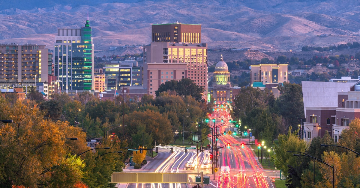 view of a boise, idaho with mountains in the background