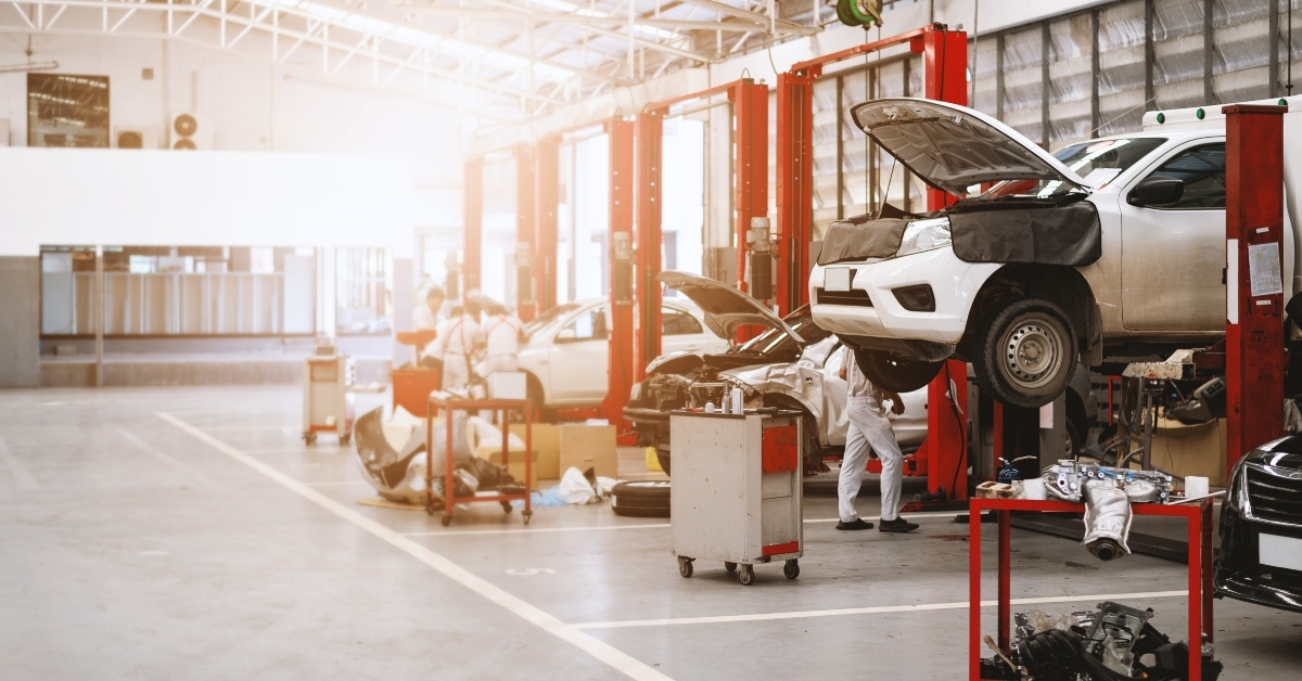 car repair station with soft-focus and over light