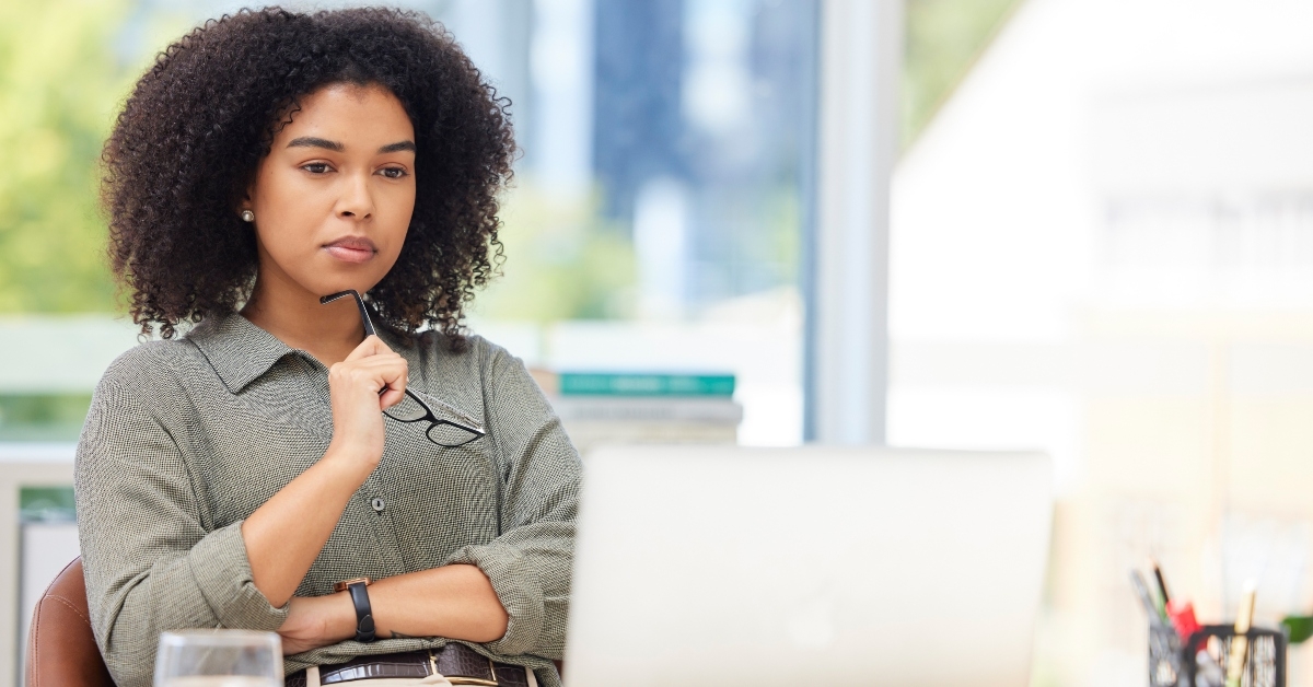 Woman looking at computer