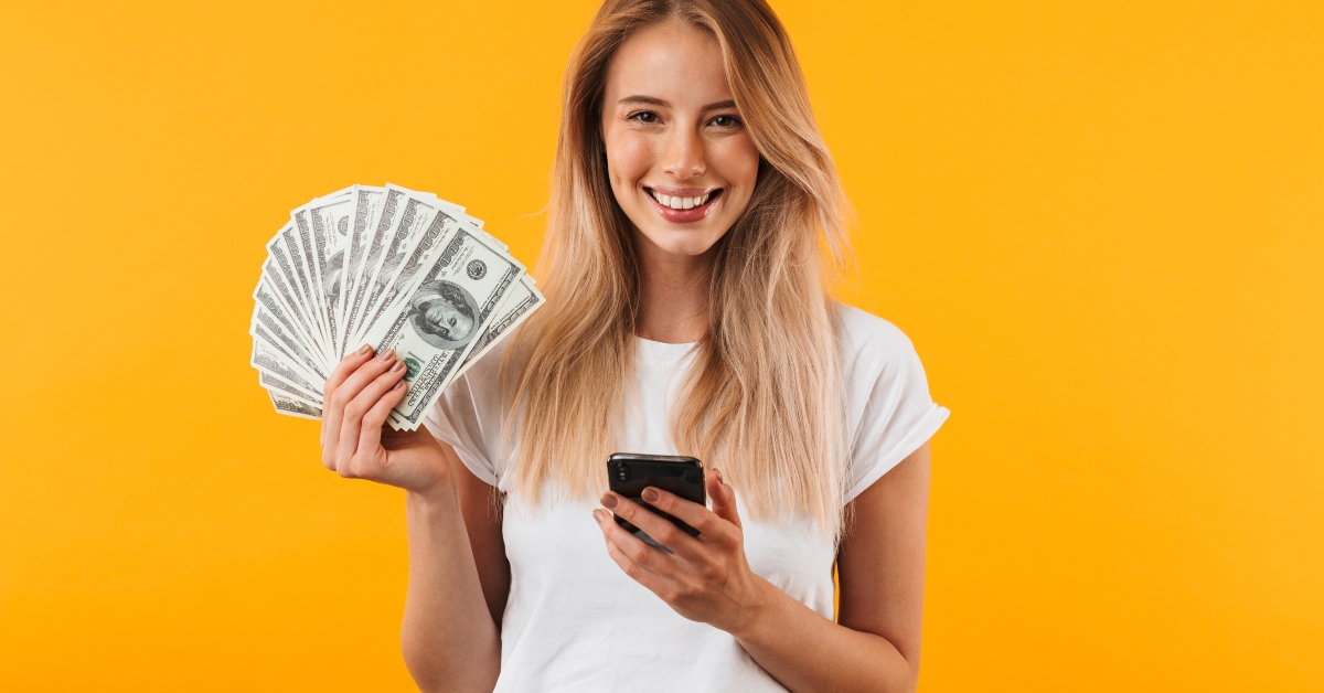 happy young blonde girl