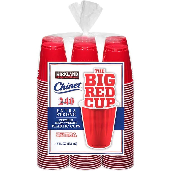 A package of Kirkland Signature Chinet plastic cups