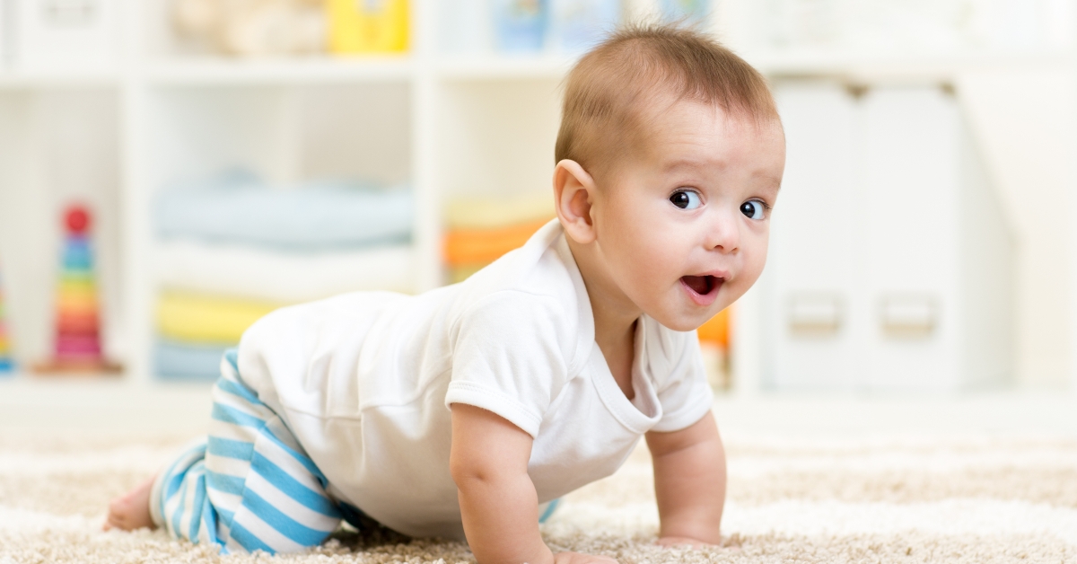 crawling baby boy indoors