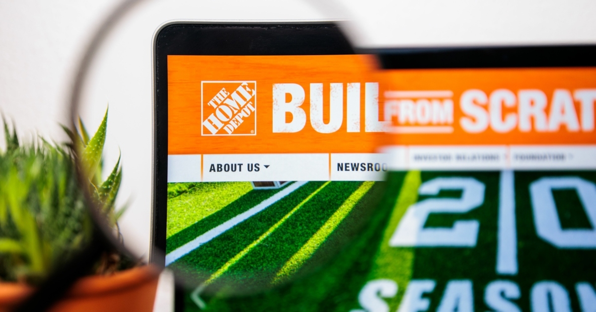 Home Depot website on a laptop screen