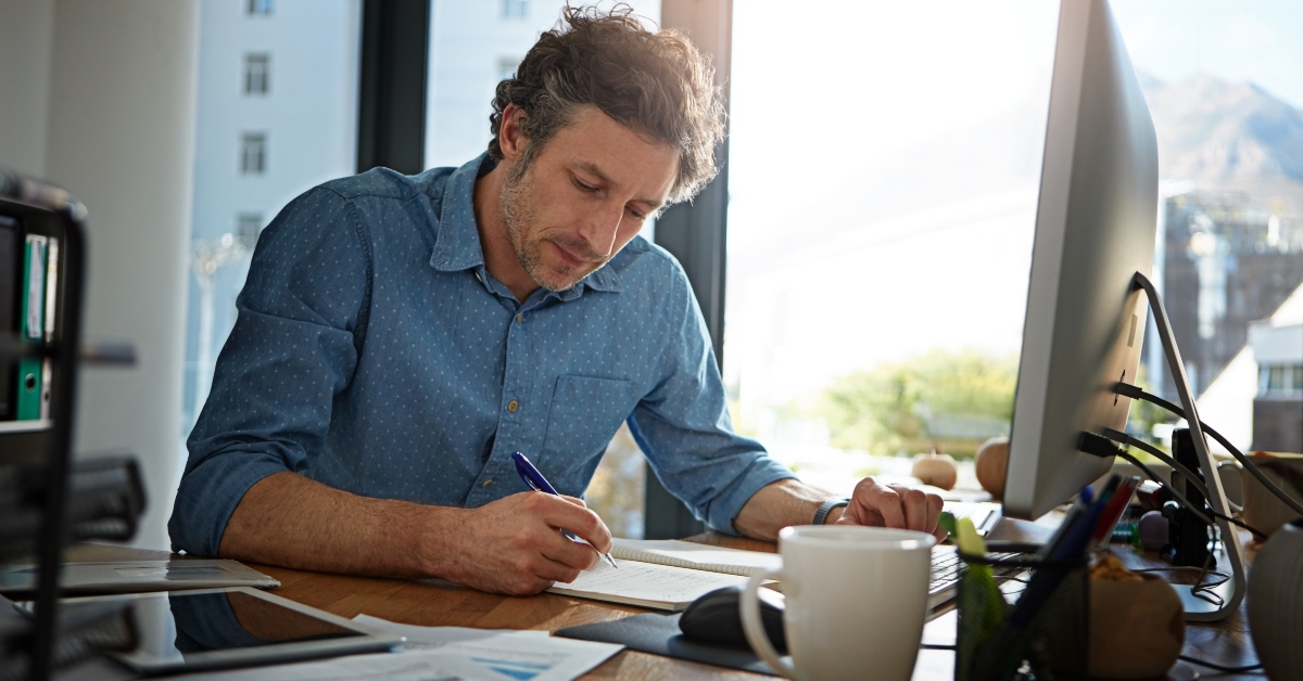 businessman working on his desk