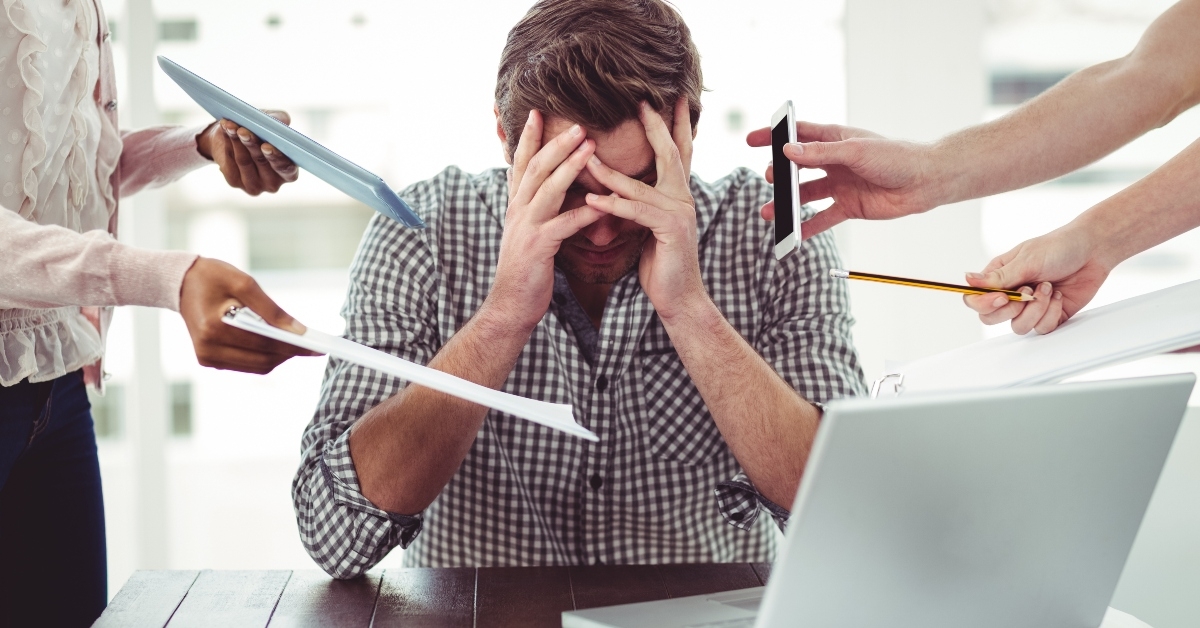 businessman stressed out at work