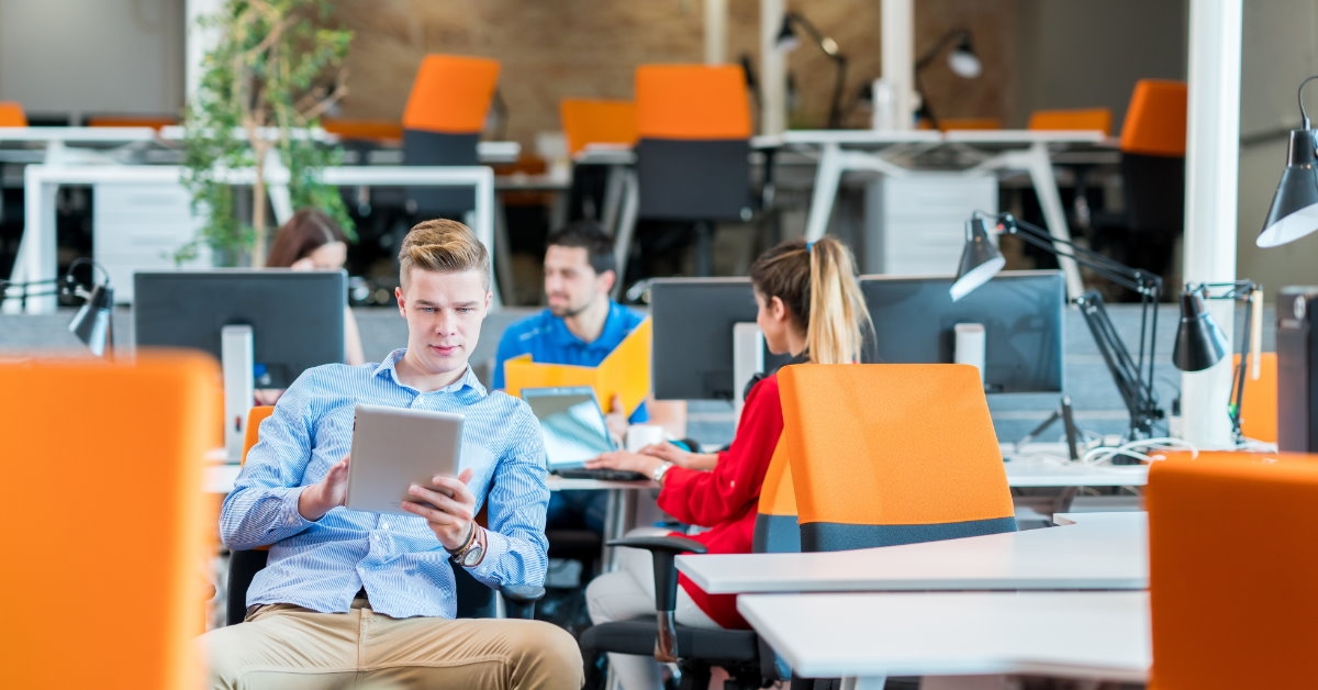 young employees working in office