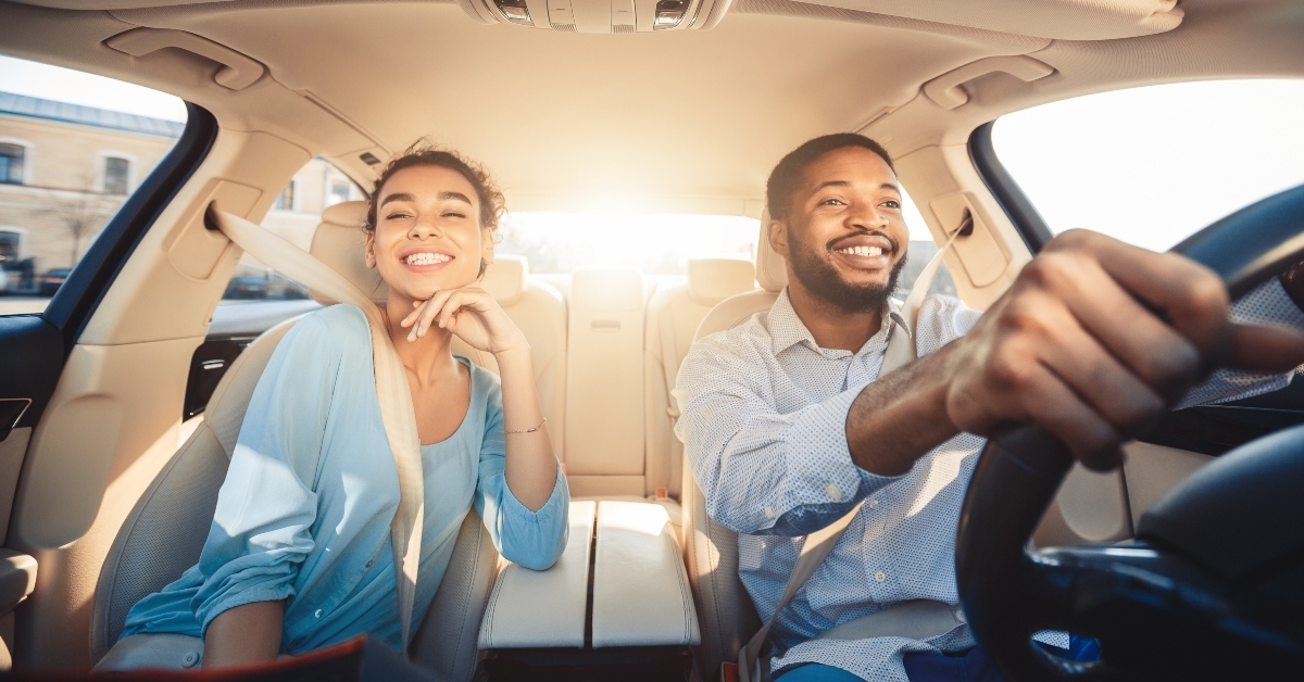 couple driving car