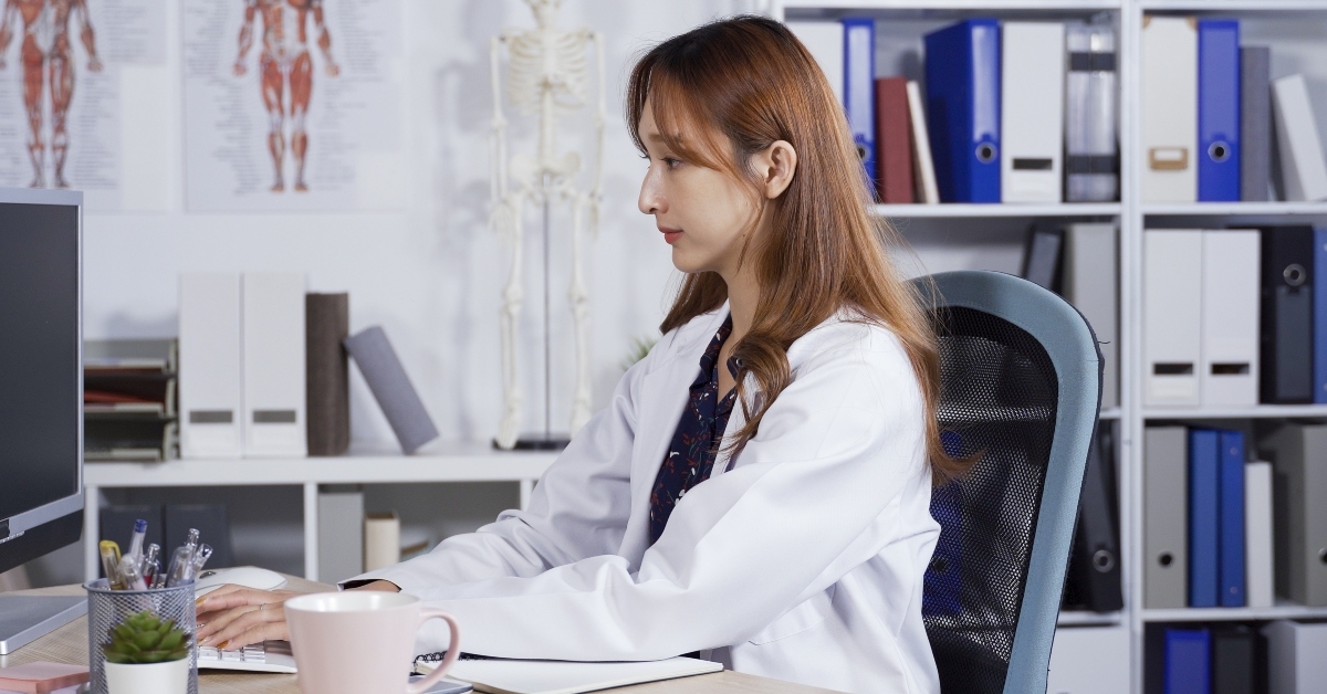 female doctor sitting in the office