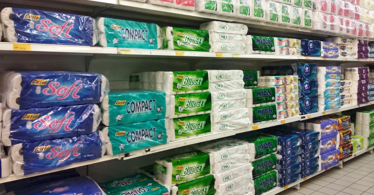 toilet tissues on display inside store in malaysia