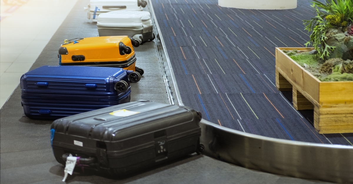 suitcase on luggage conveyor belt
