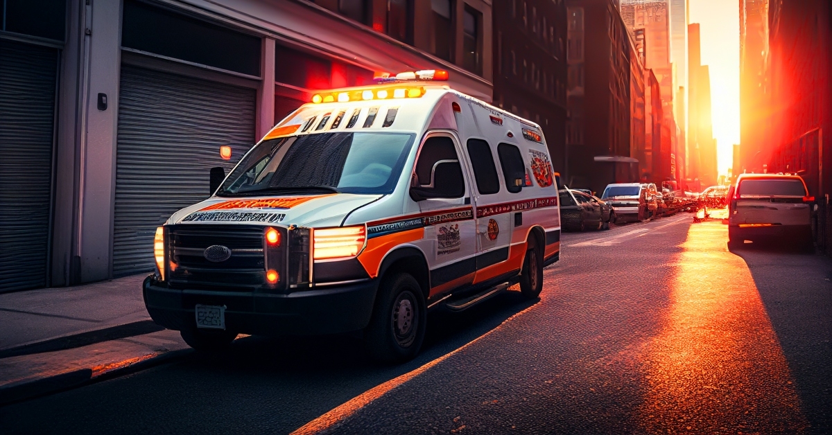 ambulance rescue van on road street