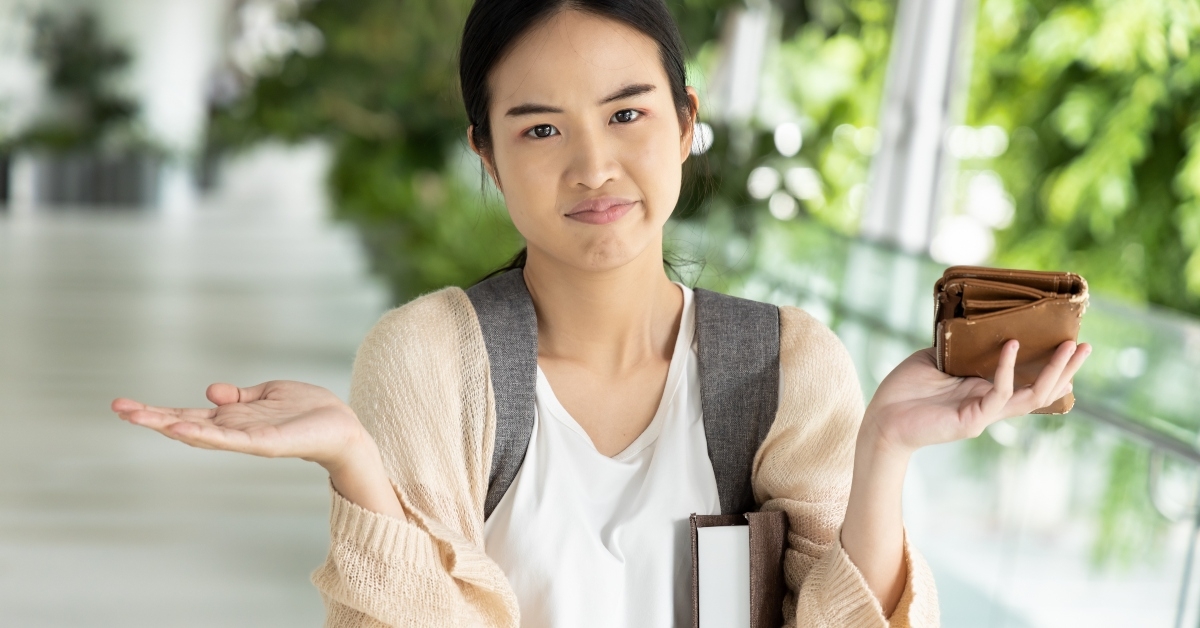 asian student having no money