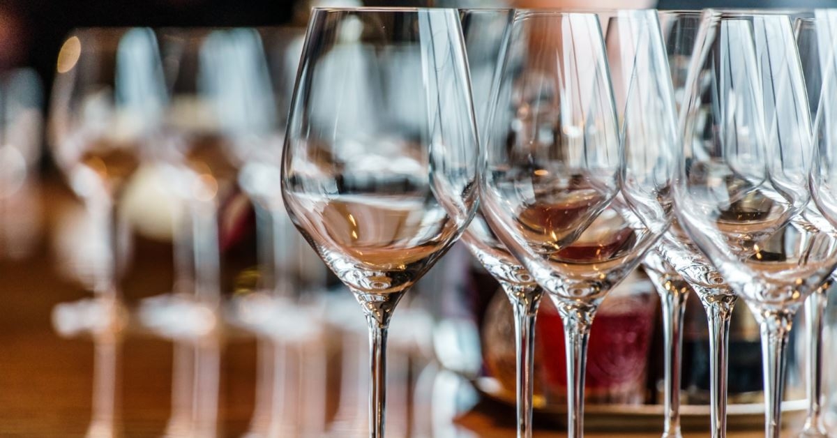 wine glasses on wooden table