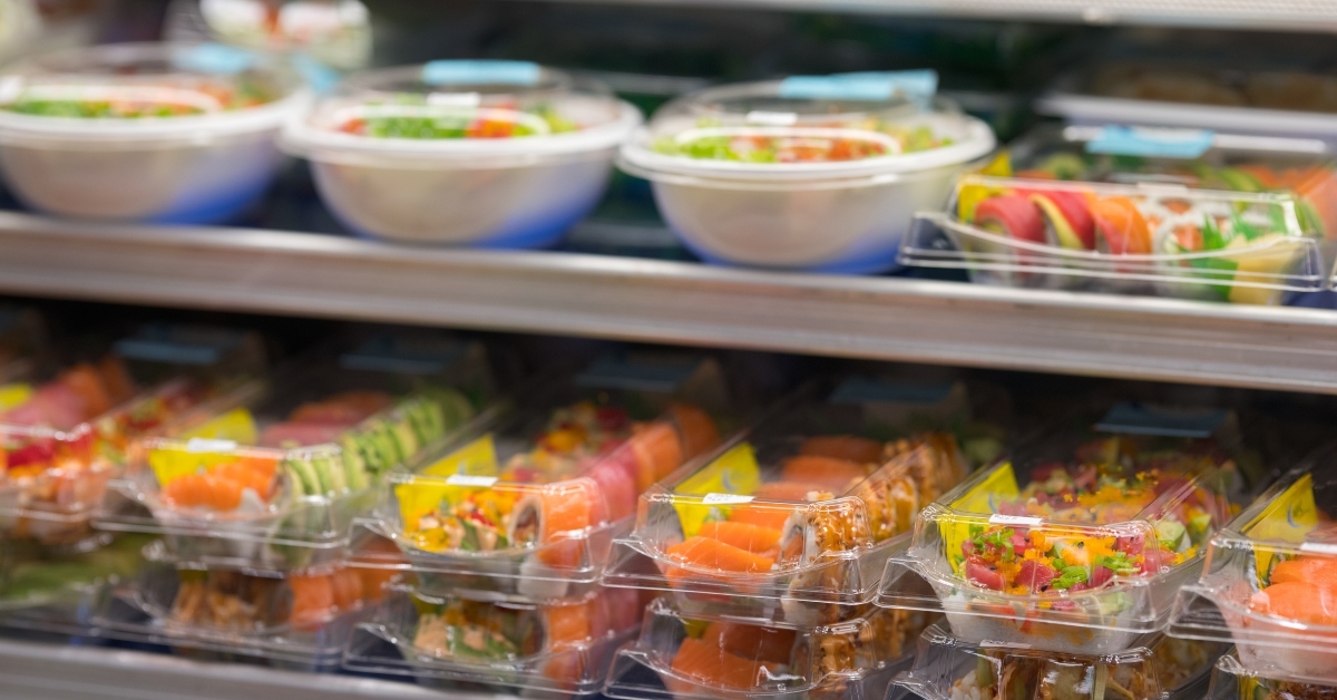 fresh sushi for sale at a supermarket