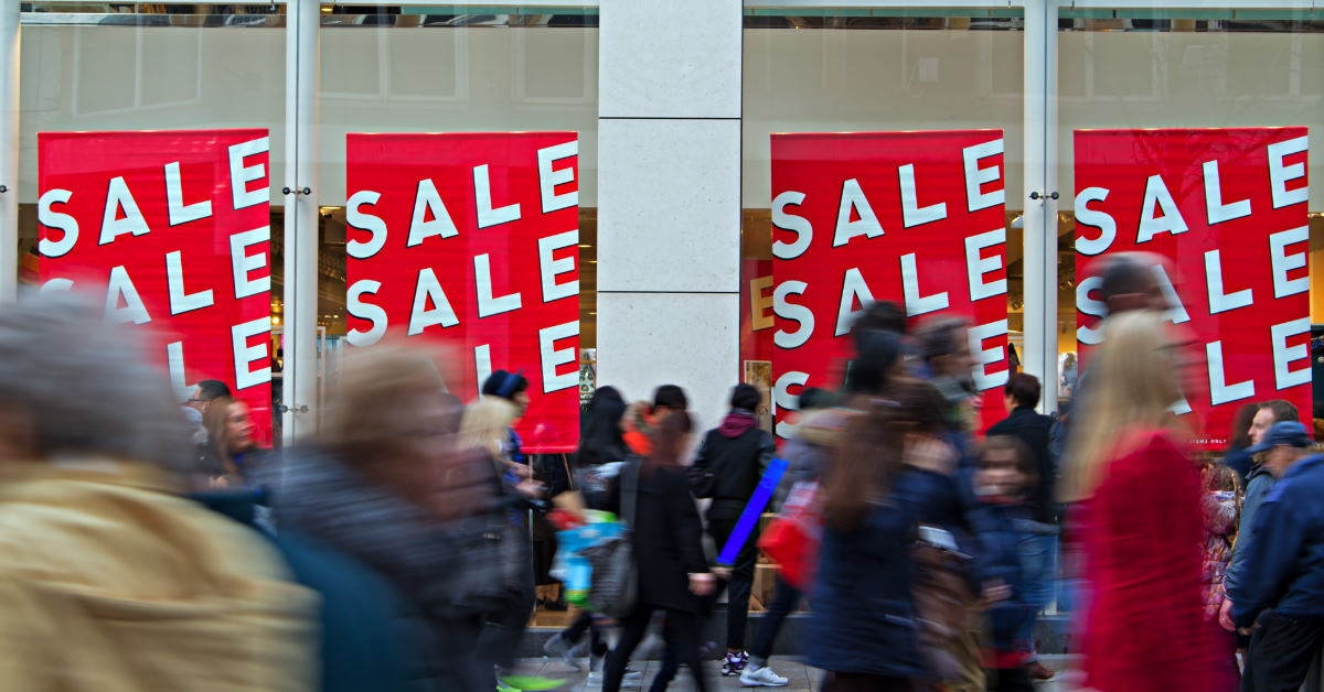 shops after christmas having sale huge banners 