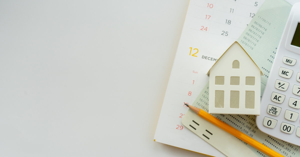 home loan receipt place on top of calendar 