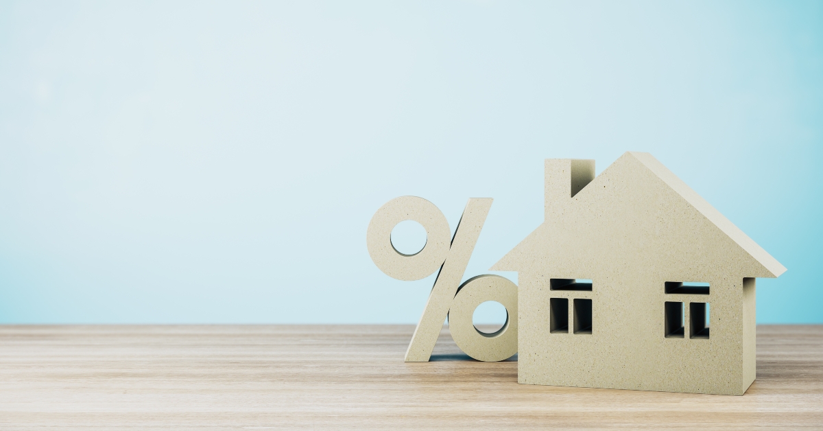 abstract house with sign percent