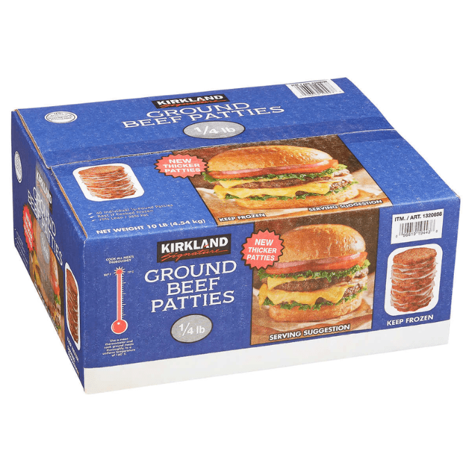 Costco Kirkland Signature 1/4 lb ground beef hamburger patties
