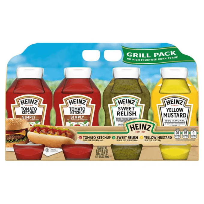 Costco Heinz ketchup relish and mustard grill pack