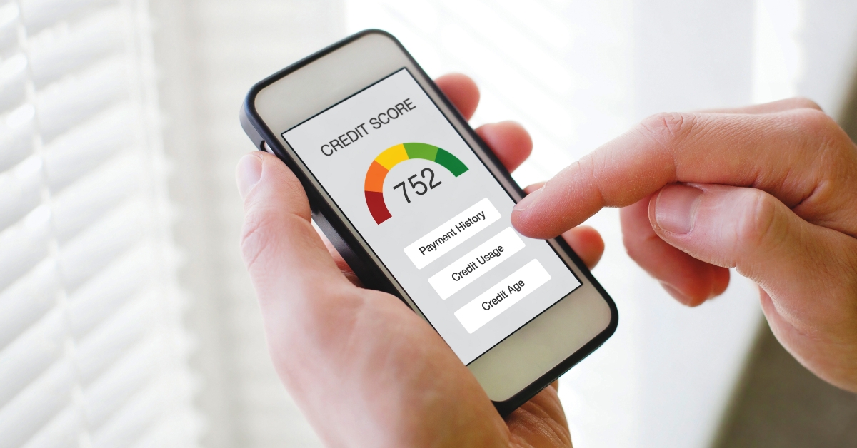 credit score concept on the screen of smart phone