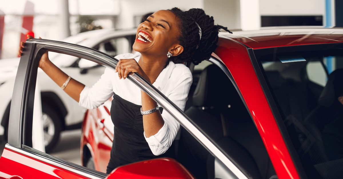 lady in a car salon