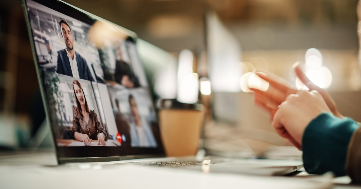 laptop screen containing a group video call