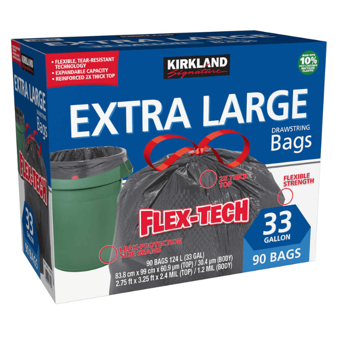 costco-Kirkland Signature Flex-Tech 33-Gallon Trash Bag