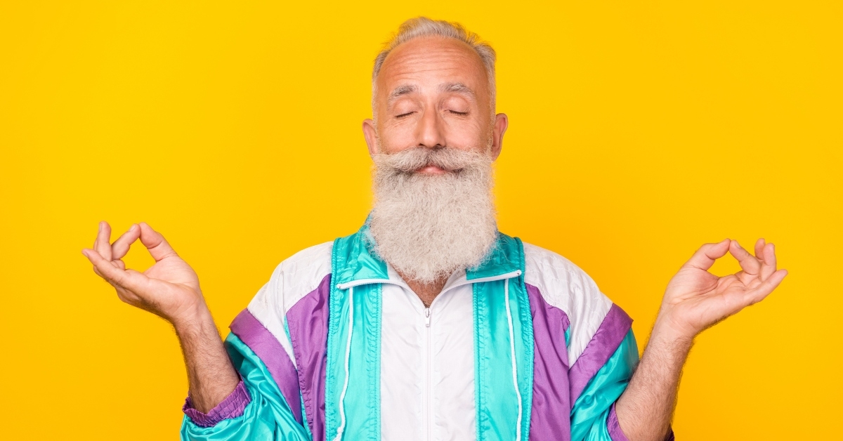 calm inspired aged person closed eyes 