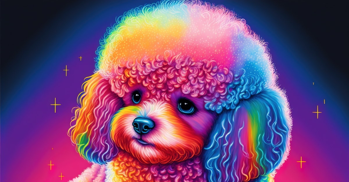 colorful sketch of poodle generated using artificial intelligence