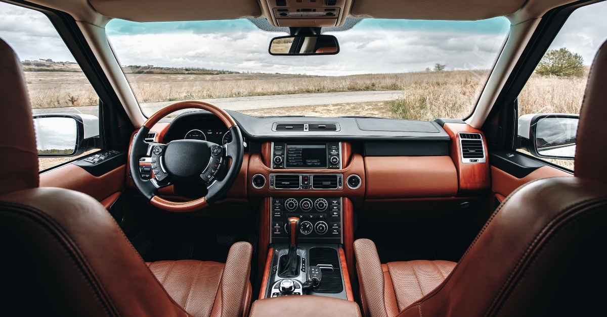 modern interior of premium car with leather seats