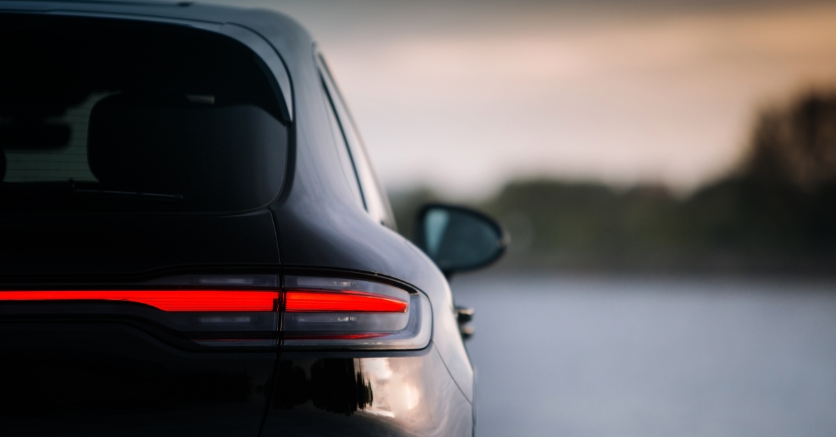 modern suv car rear taillamp at evening