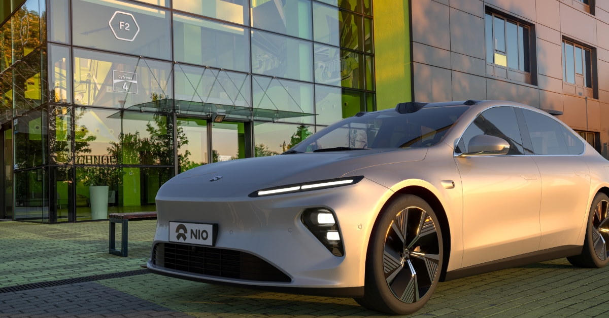 nio electric sedan in grey color 