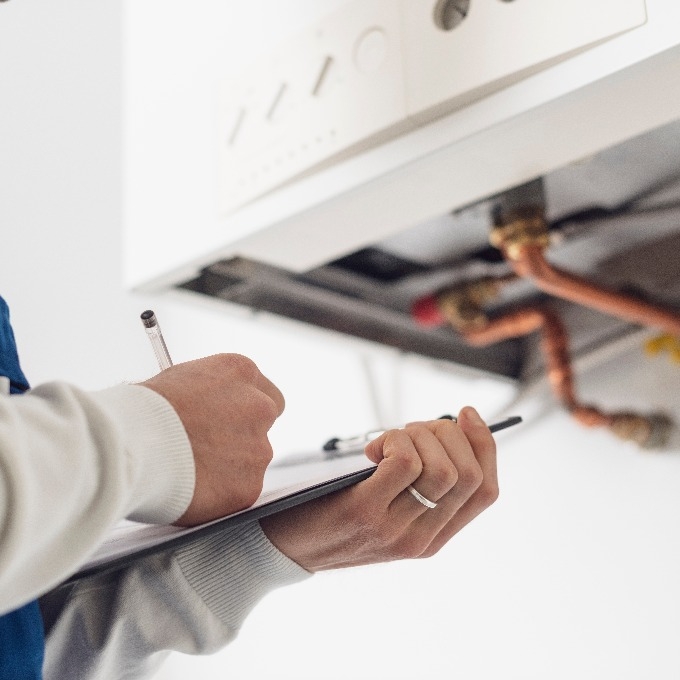 plumber doing a boiler check